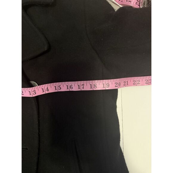 Vtg LLBean Wool Pea Coat Black Classic Double Breasted Button Thinsulate Women 4 - Picture 10 of 11